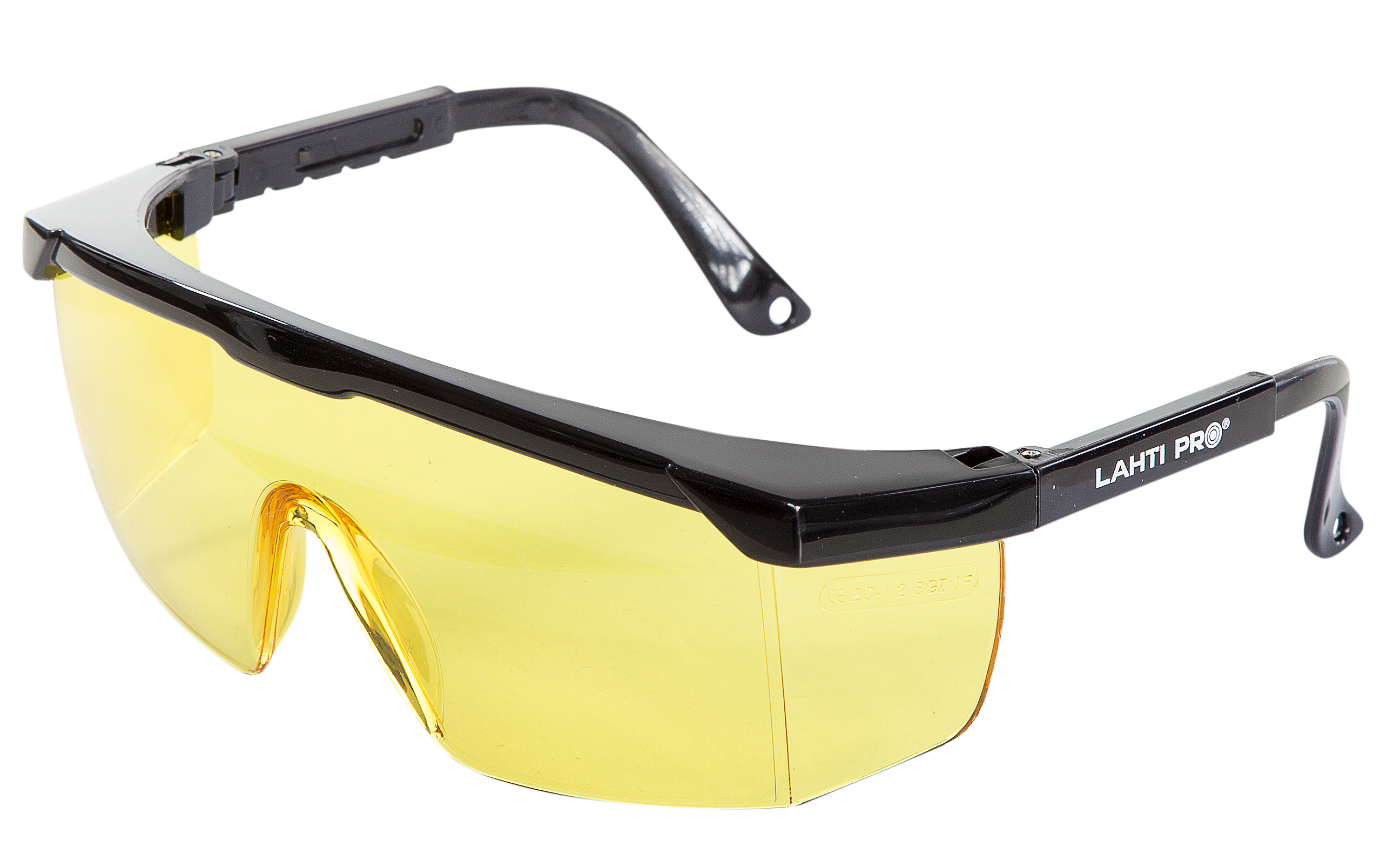 L1500800--Okulary ochronne żółte regul., odporność mech. "f", ce,lahti