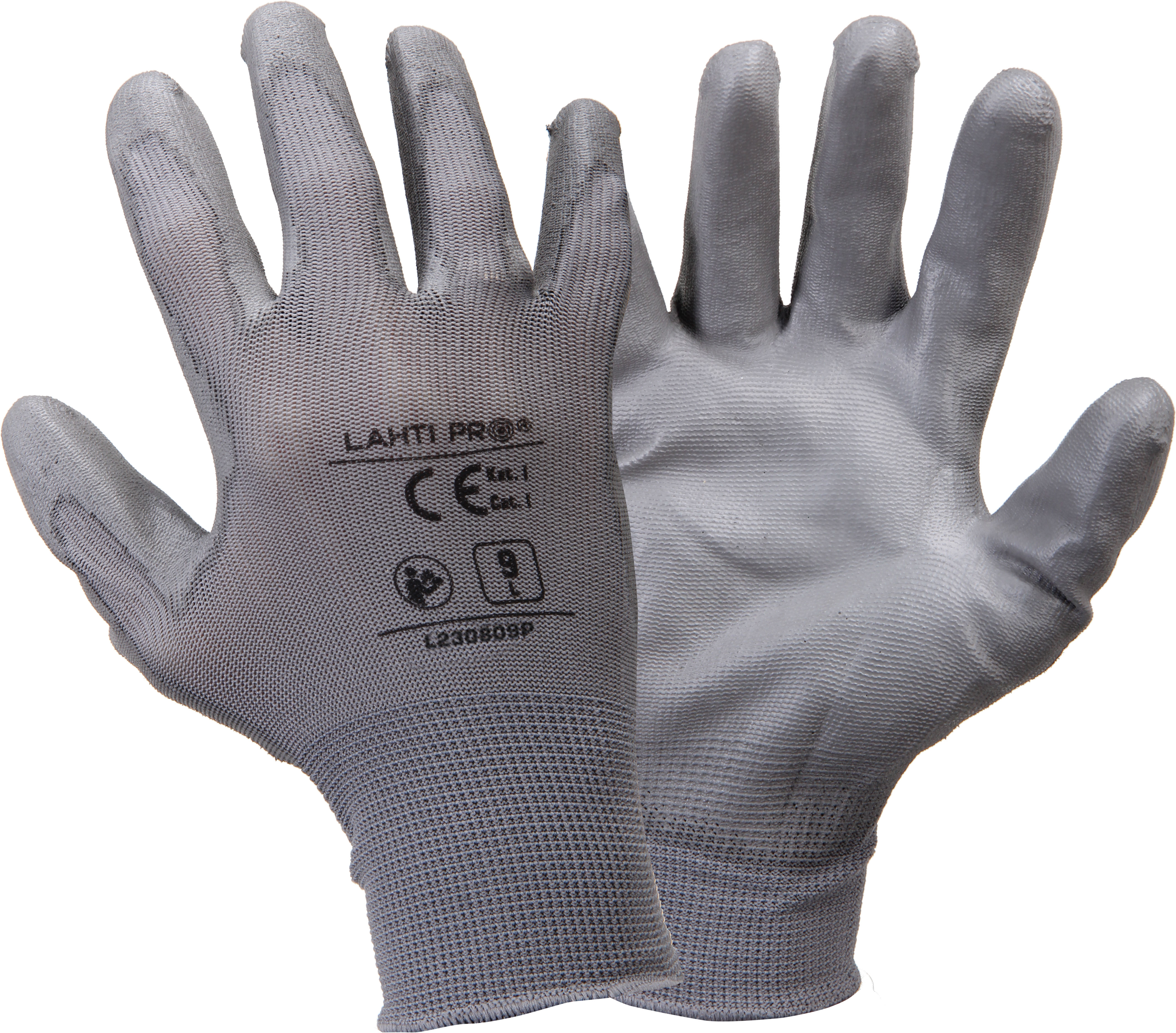 L230808B--Rękawice pu szare l230808p, 600 par, "8", ce, lahti