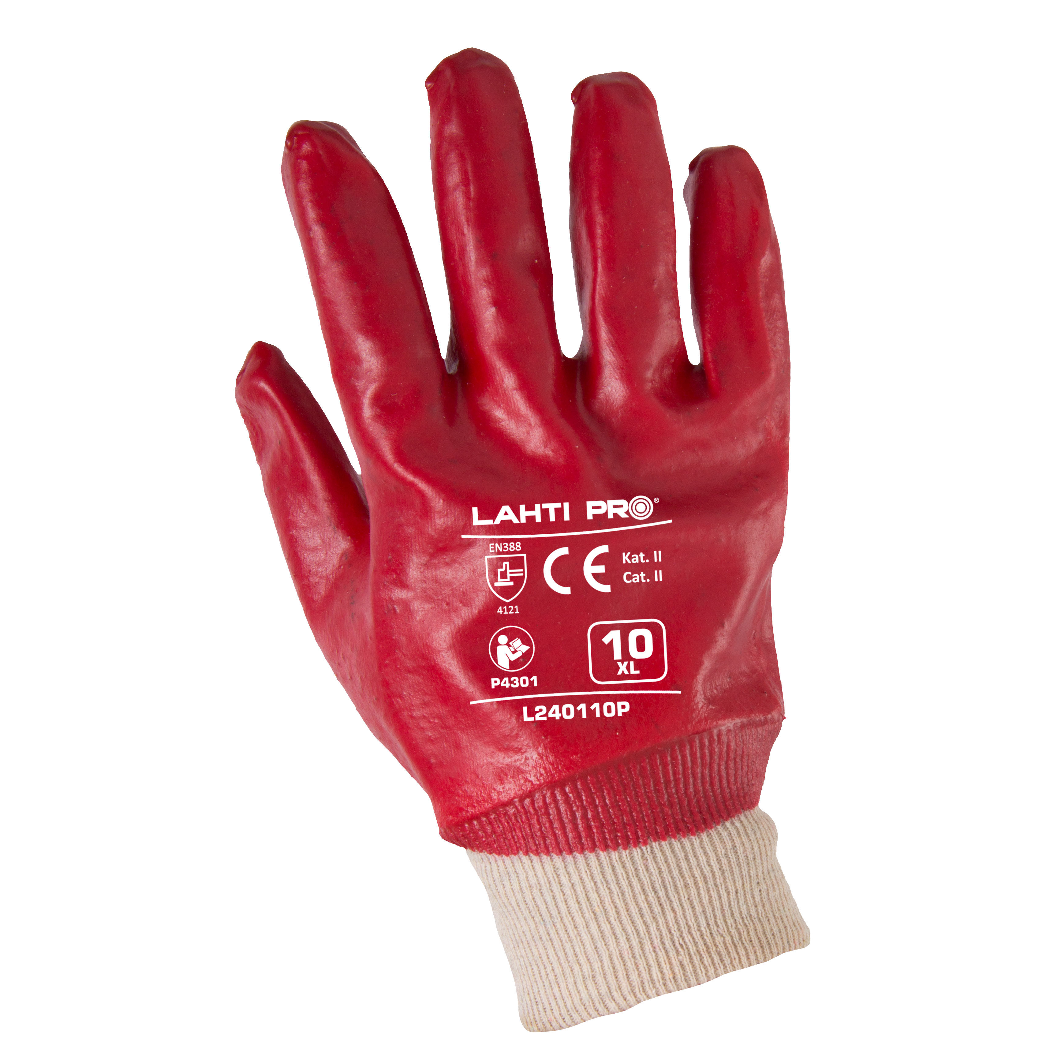 L240110W--Rękawice pvc czerw. l240110p, 12 par, "10", ce, lahti