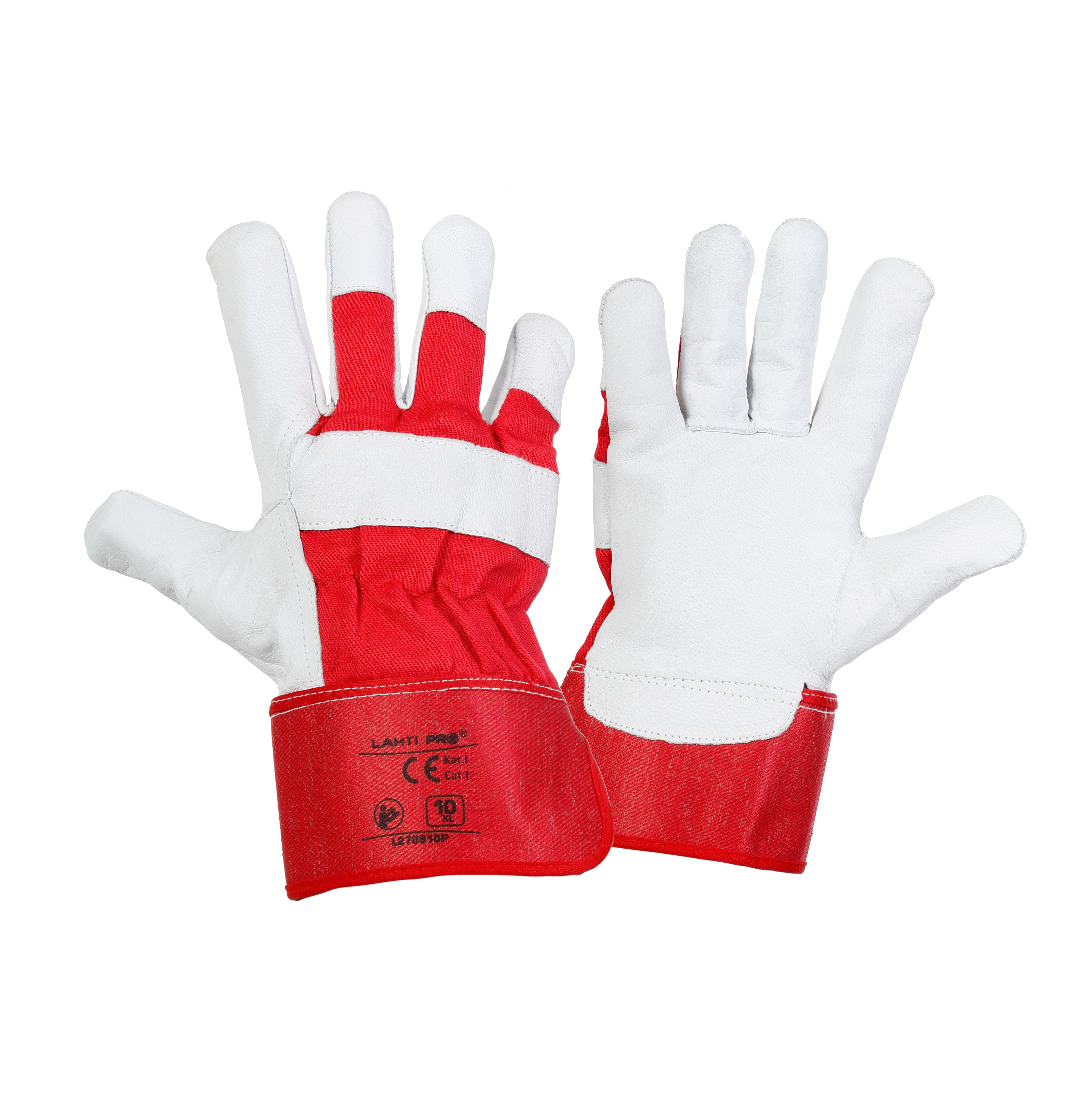 L270910K--Rękawice ze skóry koz. czer. l270910p, karta, "10",ce ,lahti