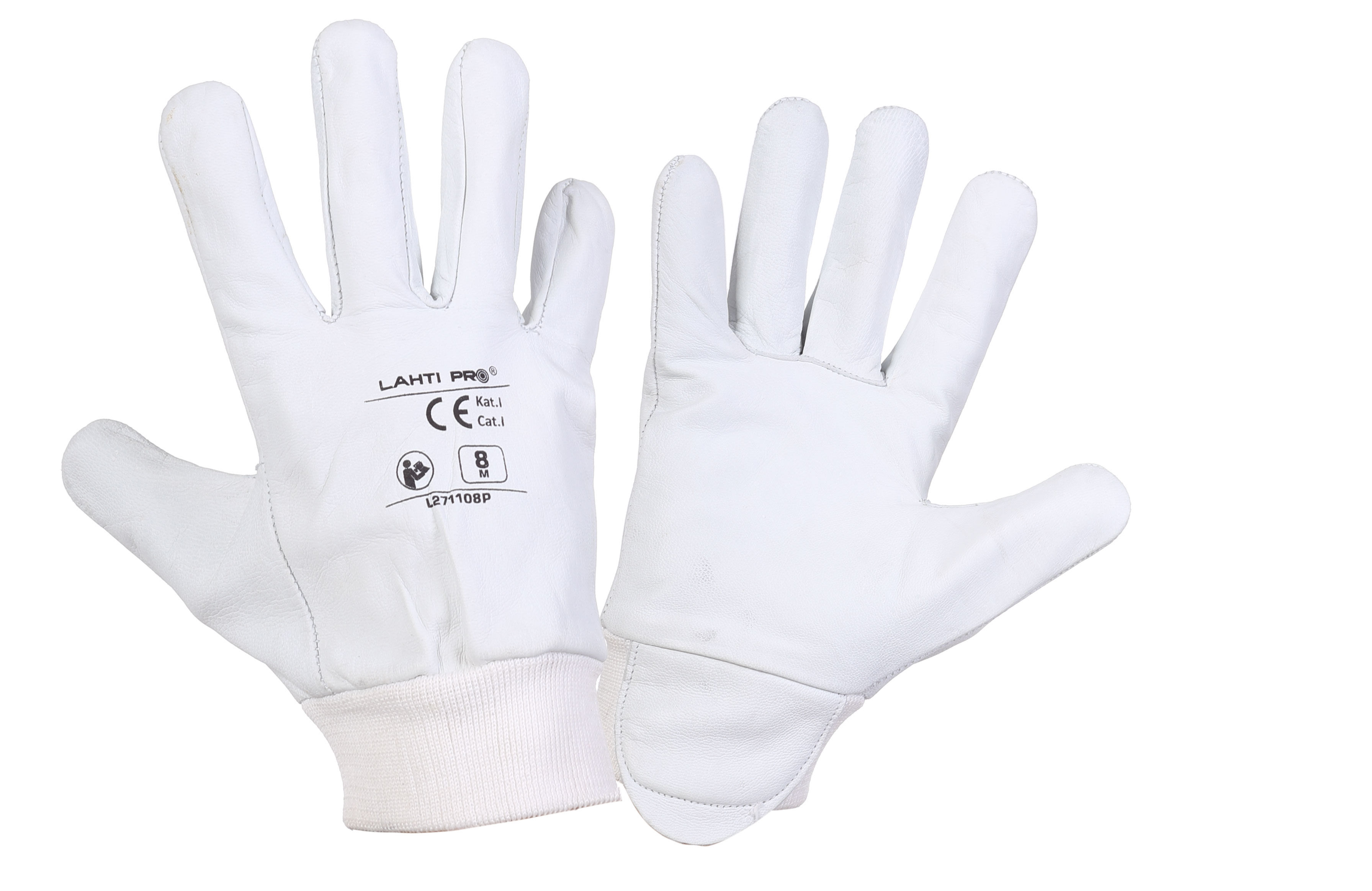 L271110K--Rękawice ze skóry koz. białe l271110p, karta, "10", ce,lahti