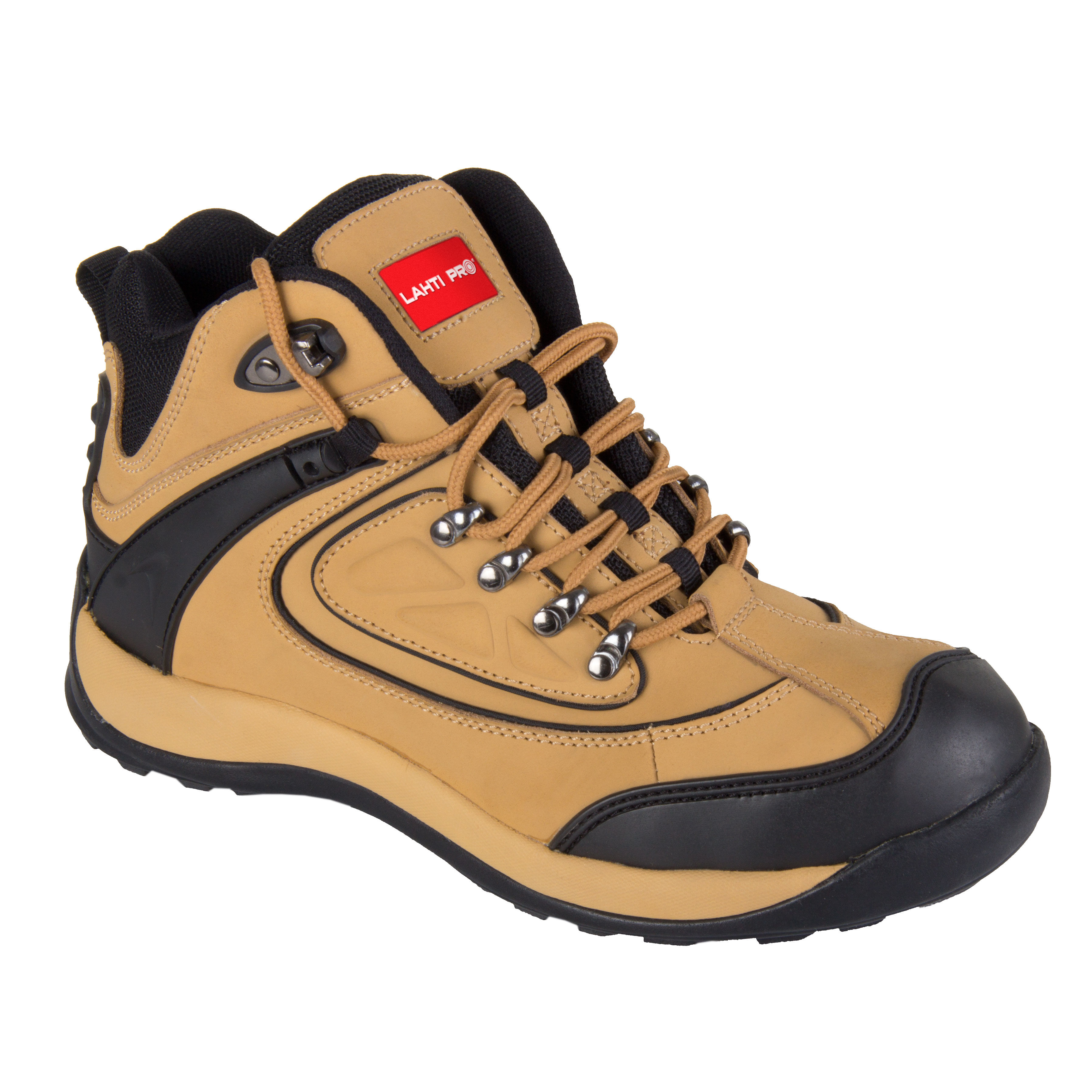 L3010247--L3010247 Trzewiki ochronne męskie, sk&amp;oacute;ra Nubuk, SB SRA, 47, LahtiProButy sk&amp;oacute;rzane odporne na olej napędowy, posiadają właściwości antyelektrostatyczne oraz absorbują energię w części piętowej.Specyfikacja:Wierzch obuwia 