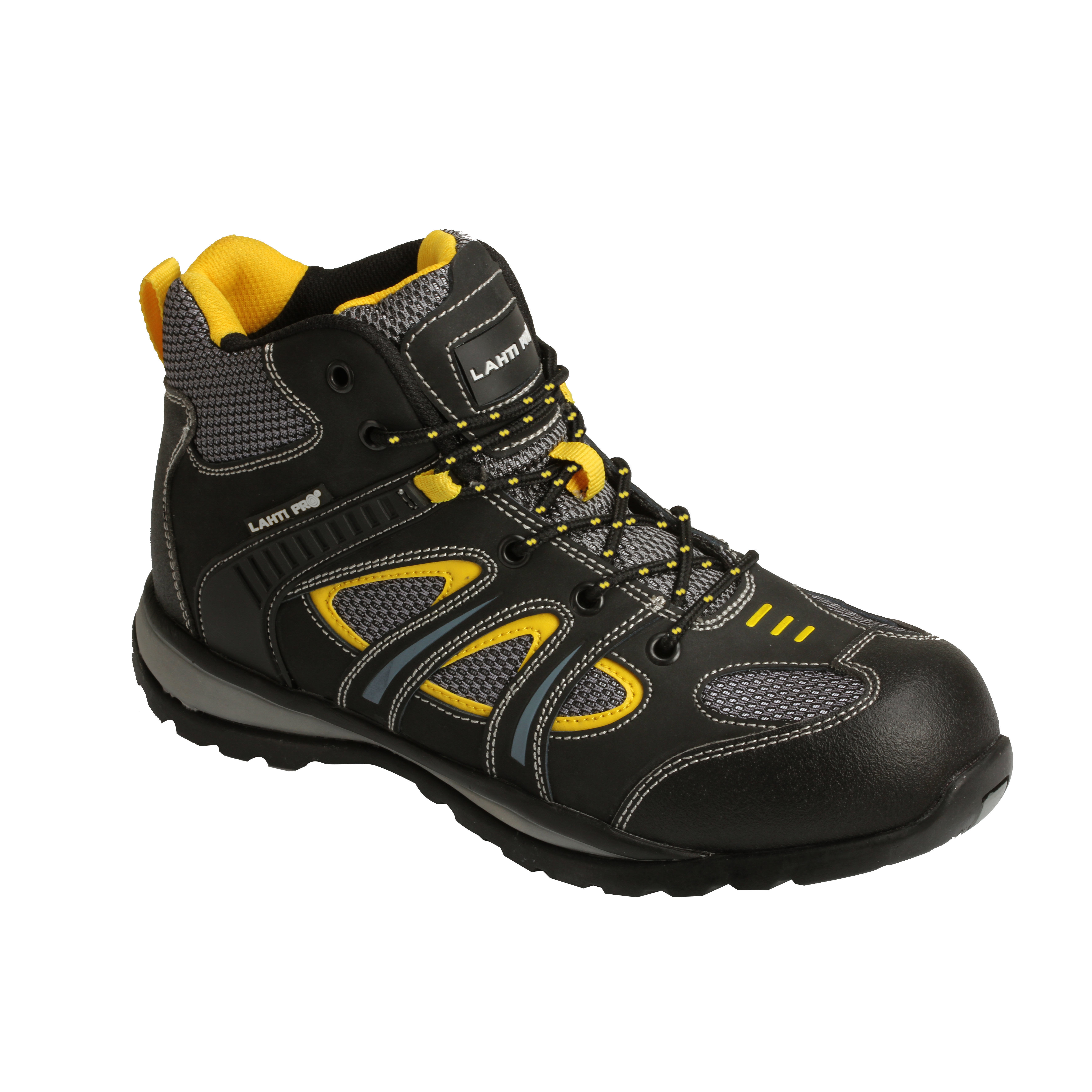 L3010439--Trzewiki nubuk/dzian. czarno-żółte, s1p sra, "39", ce, lahti