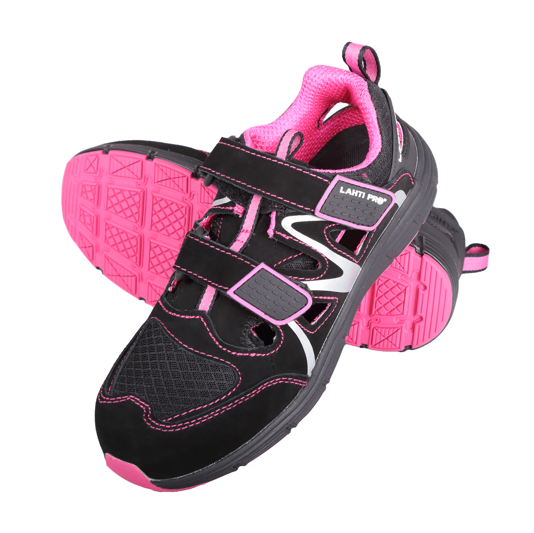 L3060441--Sandały damskie zamsz/dzian. czar-róż, s1 src,"41", ce,lahti