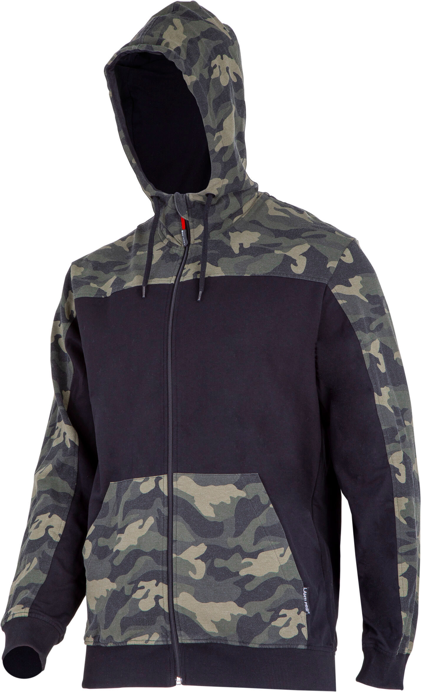L4014004--Bluza z kapturem i suwakiem moro ziel.-czar., "xl", ce,lahti