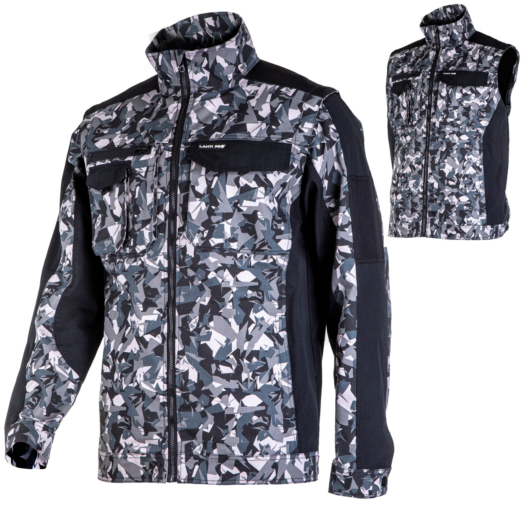 L4042003--Bluza z odpinanymi rękawami szaro-czarna, "l", ce, lahti
