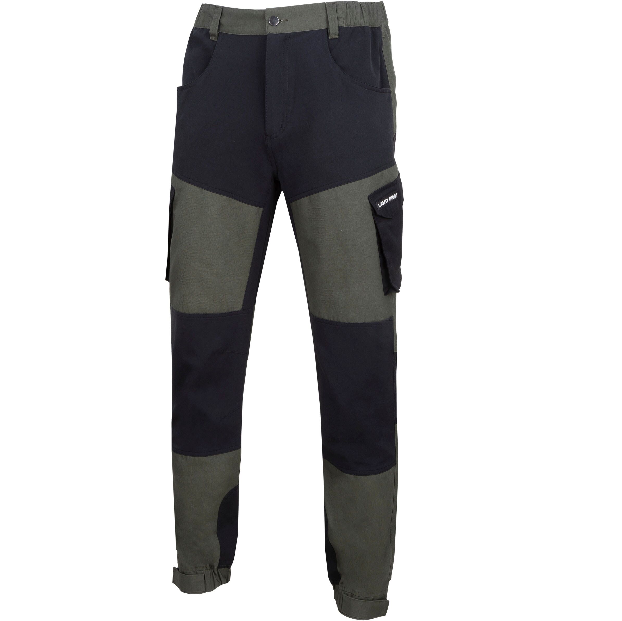 L4053805--Spodnie z elementami stretch zielono-czarne, "2xl", ce,lahti