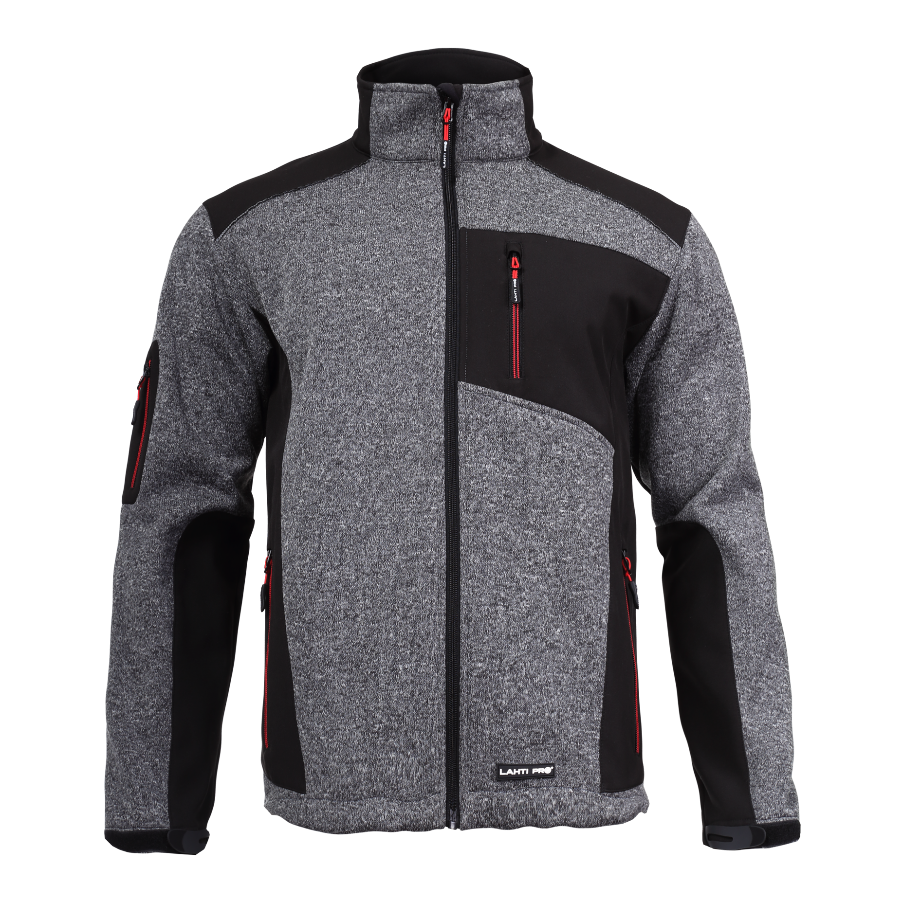 L4092005--Charakterystyka:MATERIAŁ: Powłoka: 100% poliester. Specjalna 3-warstwowa tkanina z membraną TPU, wodoodporna (5000 mm), oddychająca (3000 g/m2/24h) gwarantujaca wysoki komfort użytkowania.4 kieszenie zamykane na suwak, w tym jedna praktyczna na rękaw