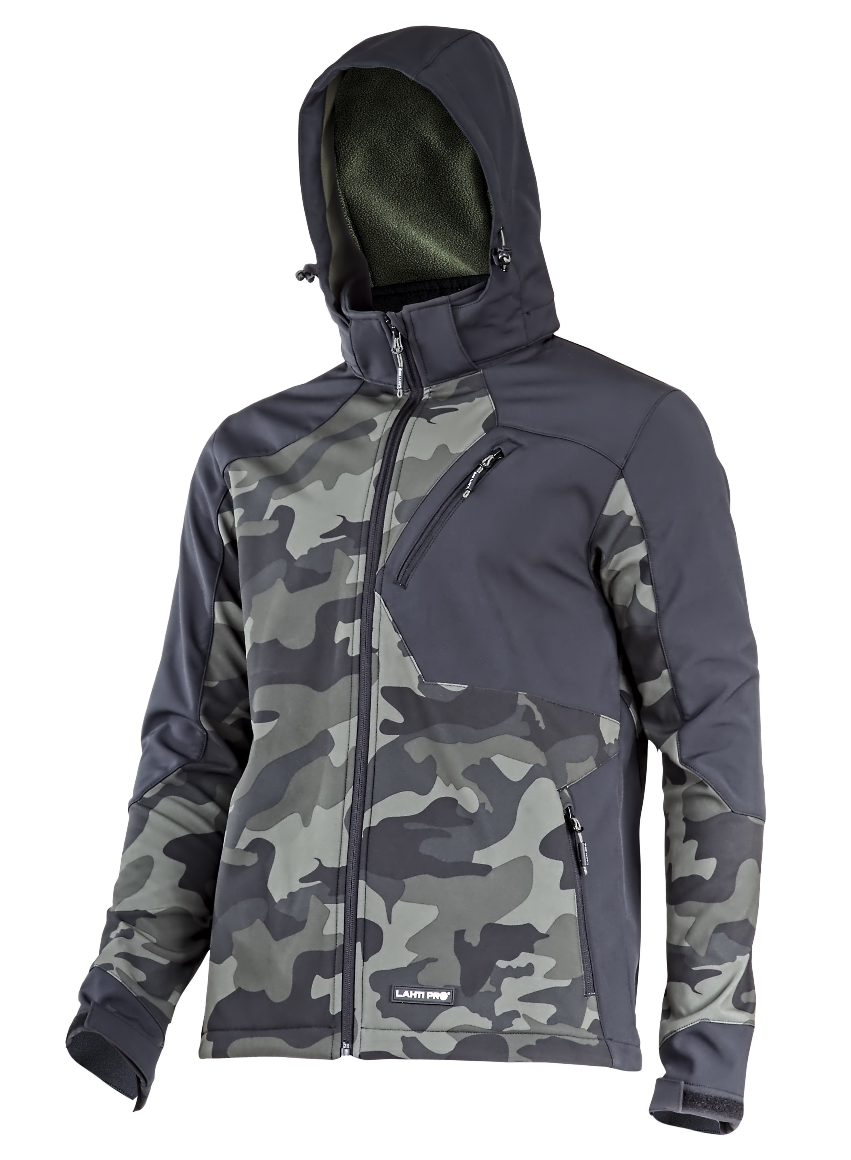 L4093203--Kurtka softshell z kapt. moro ziel.-czar., "l", ce, lahti