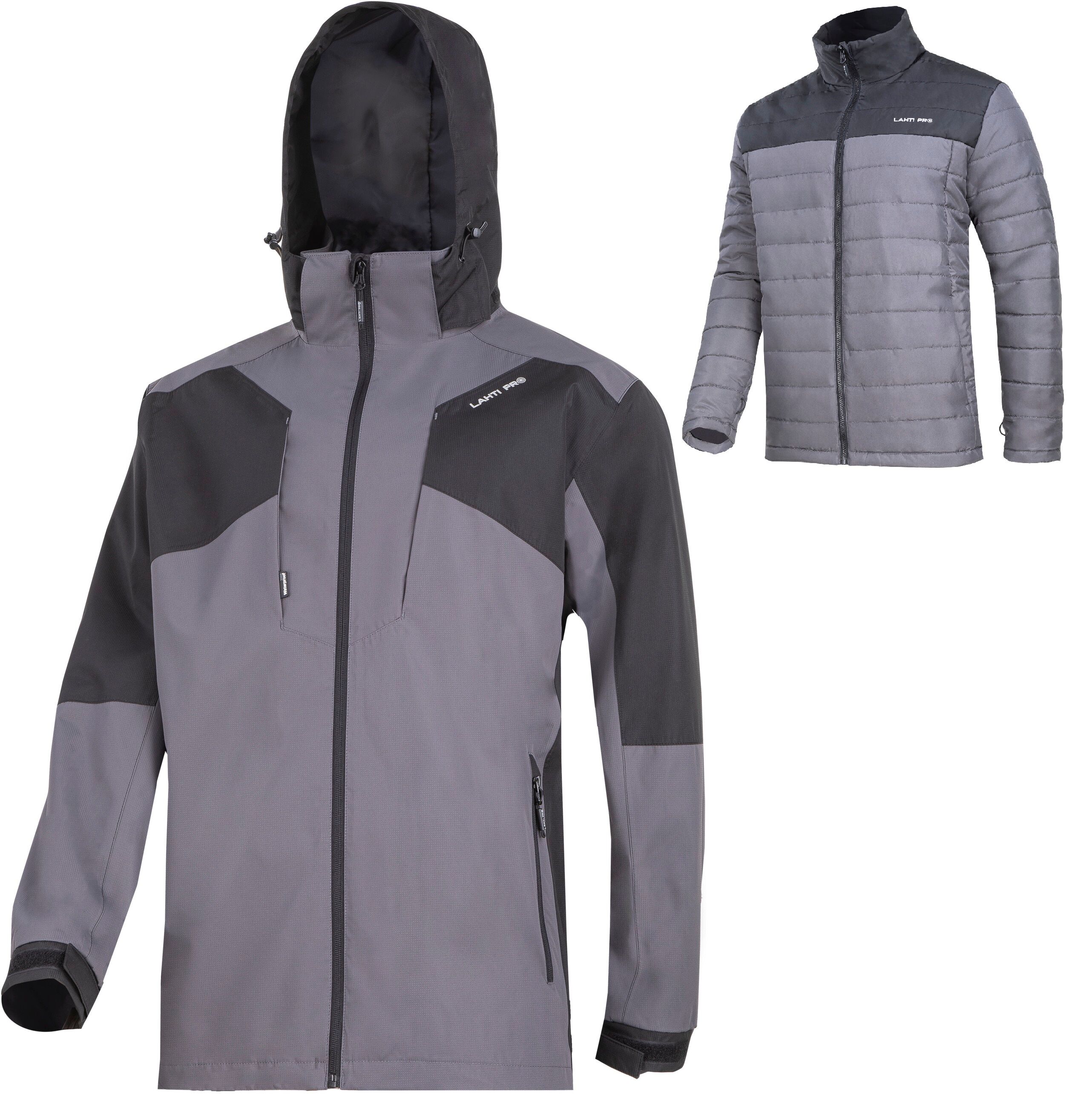 L4094005--Kurtka 3w1 z odpinaną podpinką szar.-czar., "2xl", ce, lahti
