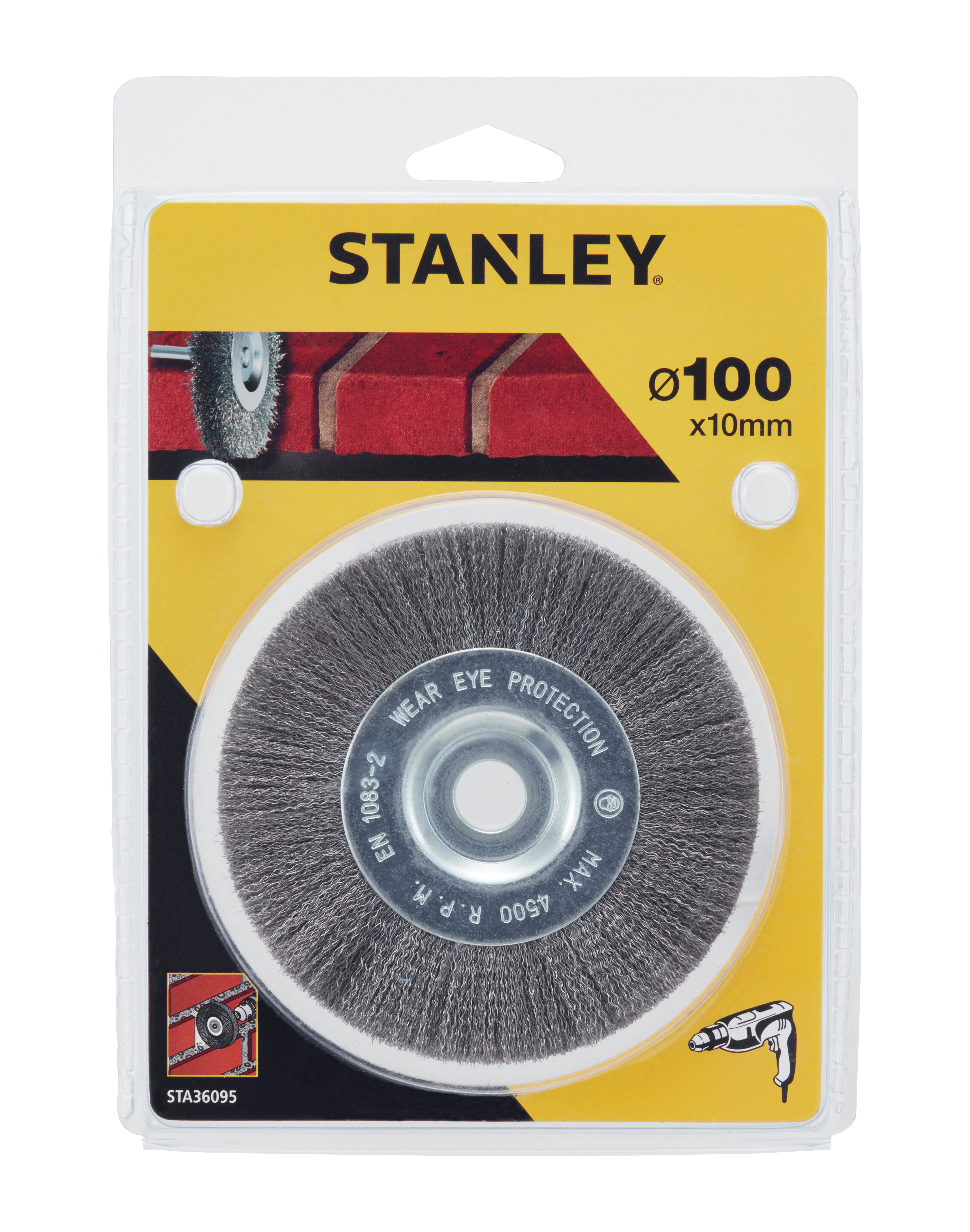 STA36095--Szczot. drucia. tarcz. fi=6mm fi=100x10mm, drut stal. falist