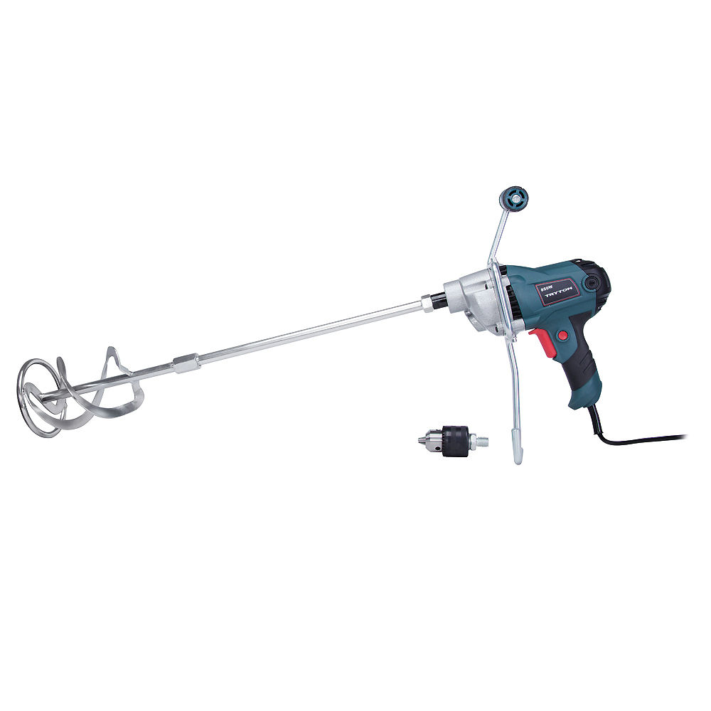 TMY850--TMY850 Wiertarko-mieszarka 850W, 0-550 obrot&amp;oacute;w na minutę, TrytonWiertarko-mieszarka 850WŁożyska toczneLekka, ergonomiczna konstrukcjaUchwyt wiertarski kluczykowy 1.5-13mmMax. średnica mieszadła 120mmUchwyt mieszadła M14x2Hartowane prze