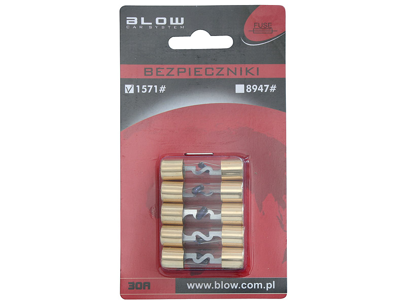 1571#               --Samochodowy bezpiecznik szklany podświetlany- Natężenie: 30A- Rozmiar: &amp;Oslash;10,3  x 38mm- Podświetlenie: żar&amp;oacute;wka 14 V 50mA- Kolor podświetlenia: niebieski- Spos&amp;oacute;b pakowania: po 5 sztuk-blister