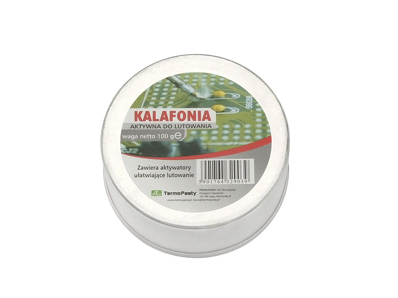 1606#--Kalafonia aktywna z dodatkiem aktywator&amp;oacute;w ułatwiających lutowanie. Produkt posiada aktywność zbliżoną do pasty lutowniczej. Kalafonia wspomaga proces lutowania, zapobiega utlenianiu się złączy, eliminuje powstawanie zimnych lut&amp