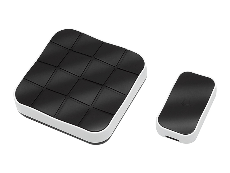 17-110#--Bezprzewodowy dzwonek z możliwością samodzielnego ustawiania dźwięku spośr&amp;oacute;d 10 dostępnych. Nowoczesny design oraz uniwersalne kolory sprawiają, że produkt powinien pasować do każdego domu i może zostać zainstalowany w dowolnym miejscu