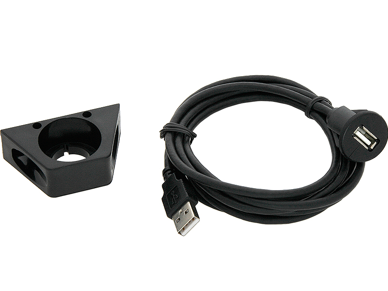 2083#--Sam.złącze mont. USB wt.-gn. z podst. 2m Profesjonale złącze USB do zamontowania w dowolnym miejscu w samochodzie lub innym dzięki podstawce mocującej.  Specyfikacja:   Złącze USB typ A wtyk - typ A gniazdo  Podstawka mocująca - Tak Długość - 2m 