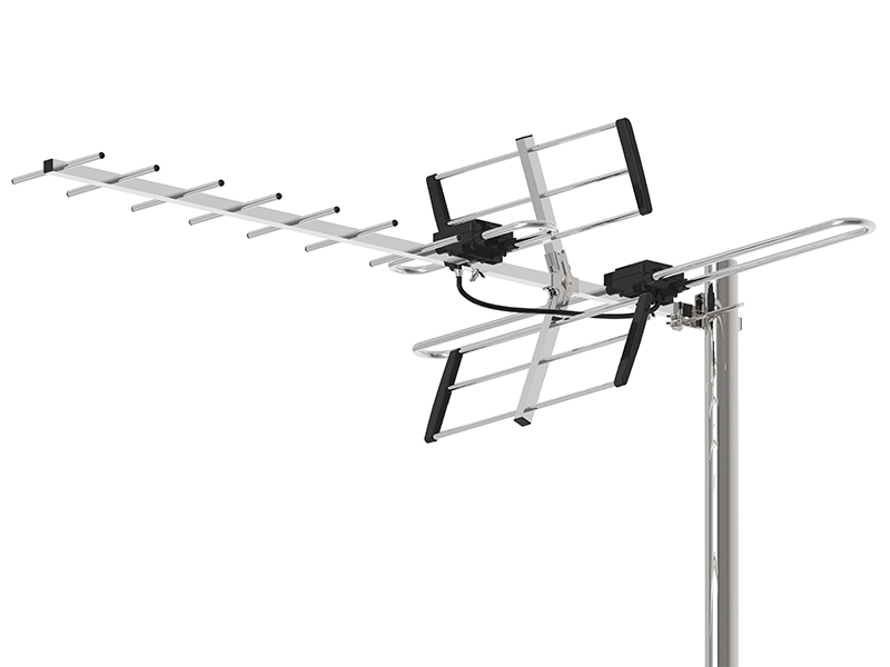 21-042#--Antena kierunkowa DVB-T TV COMBO LTE MUX8 Antena kierunkowa DVB-T ze wzmocnieniem 11-14dB obsługująca standard FullHD oraz 4K UltraHD przeznaczona do montażu na zewnątrz pomieszczeń. Umożliwia odbi&amp;oacute;r pasma VHF+UHF, cyfrowych sygnał&