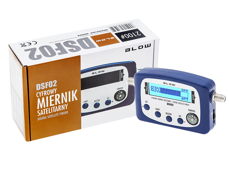 2100#--Deklaracja zgodności - POBIERZCyfrowy miernik sygnału satelitarnego BLOW DSF02 jest przeznaczony do ustawiania/korygowania położenia anten satelitarnych. Dzięki mikroprocesorowemu sterowaniu miernik umożliwia precyzyjne wskazanie poziomu sygnału sate