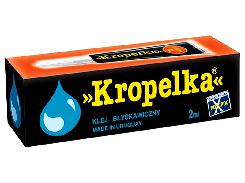 2229#--Błyskawiczny klej znanej i cenionej marki Kropelka. Służy do drobnych napraw w domu - w kilka sekund skleja praktycznie każdego rodzaju materiały. Idealnie sprawdzi się m.in. do klejenia ceramiki, plastiku, drewna, metalu, gumy i porcelany.Opakowanie