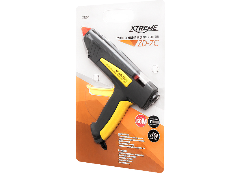 2282#--Wysokiej jakości pistolet przeznaczona do użytku domowego. Idealnie sprawdzi się przy zabezpieczeniu paczek do wysyłki, klejeniu na gorąco w modelarstwie, zdobieniu, pracach montażowych, instalatorskich czy do naprawy zabawek. Zastosowanie:  Zabezpie