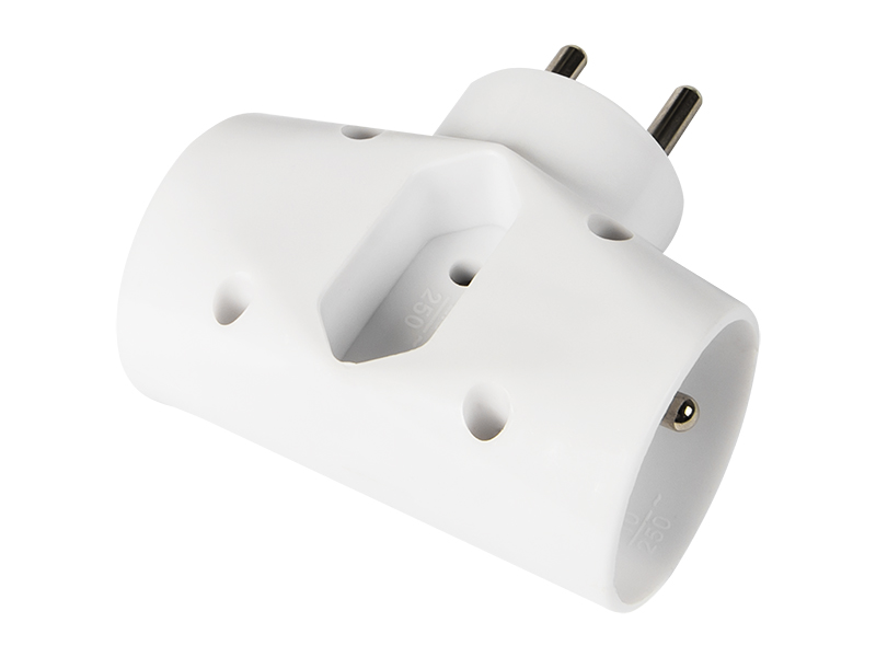 2408#--Bardzo funkcjonalny rozgałęźnik z dwoma gniazdami z uziemieniem oraz jednym płaskim - niezwykle przydatny w przypadku małej ilości dostępnych gniazd sieciowych. Gniazda pozwolą na podłączenie dw&amp;oacute;ch urządzeń posiadających wtyczkę z uzie