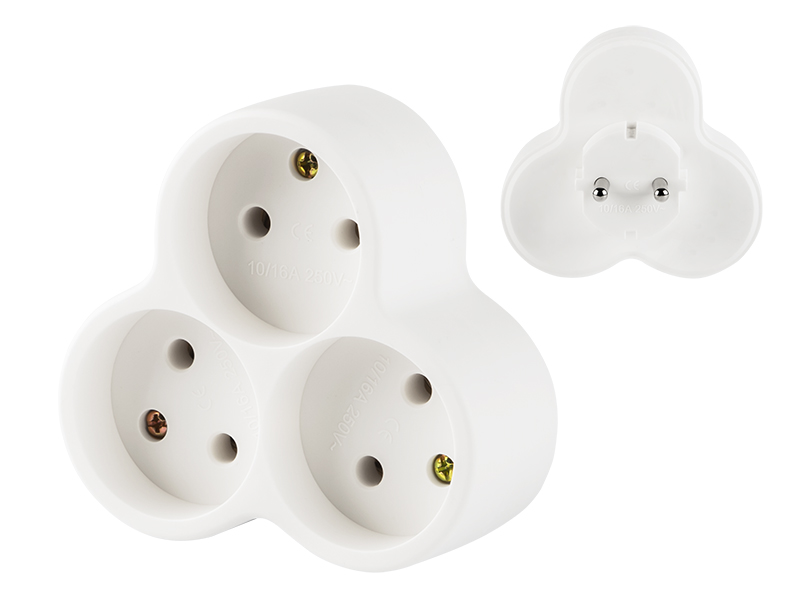 2412#--Specyfikacja:- Model: R-35- Typ: rozgałęziacz, rozdzielacz- Gniazda: 3- Typ gniazd: okrągłe- Przeznaczenie: do użytku wewnętrznego- Napięcie maksymalne: 250V- Prąd: 16A- Kolor: biały- Certyfikat: CE&amp;nbsp;Funkcjonalny rozgałęźnik z trzema gnia