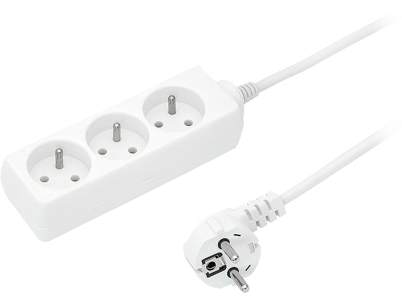 2575#--Przedłużacz sieciowy,&amp;nbsp;1,5 metra, 3 gniazda&amp;nbsp;z uziemieniemDane techniczne- długość kabla: 1,5m- rodzaj kabla 3x1,5mm2- wtyk z uziemieniem + schuko-&amp;nbsp;liczba gniazd: 3 z uziemieniem i przysłonami- kolor: biały- maksy