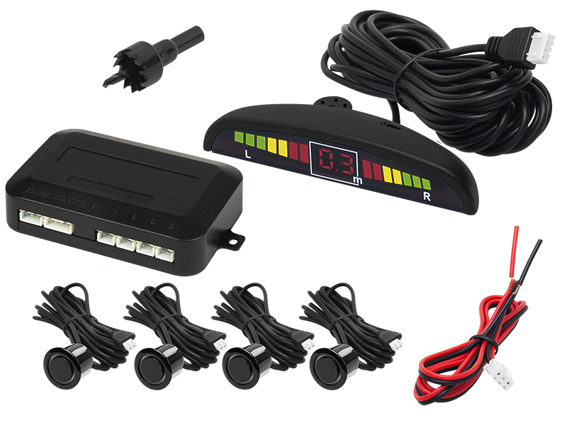 26-321#--Zestaw czujnik&amp;oacute;w parkowania to doskonały prezent dla każdego kierowcy. Uniwersalne ultradźwiękowe 4-sensorowe czujniki parkowania wyposażone w wyświetlacz LED z wbudowanym buzzerem, kt&amp;oacute;ry nadaje sygnał dźwiękowy, zwiększ