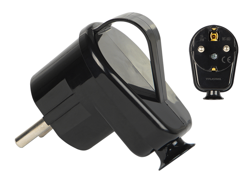 2634#--Wtyczka elektryczna kątowa Uni-Schuko z uchwytem oraz z miejscem montażowym na przew&amp;oacute;d - produkt wykonany w Polsce przy użyciu materiał&amp;oacute;w wysokiej jakości zapewniających długą żywotność oraz bezpieczeństwo użytkowania. U