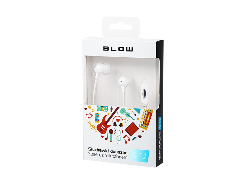 32-753#--Słuchawki douszne z mikrofonem BLOW serii B-12 to nowoczesne nietuzinkowe wzornictwo. Zaokrąglona obudowa w połączeniu z konstrukcją douszną powoduje, iż są to bardzo wygodne słuchawki do biegania lub innej aktywności fizycznej. Płaski kabel jest mię