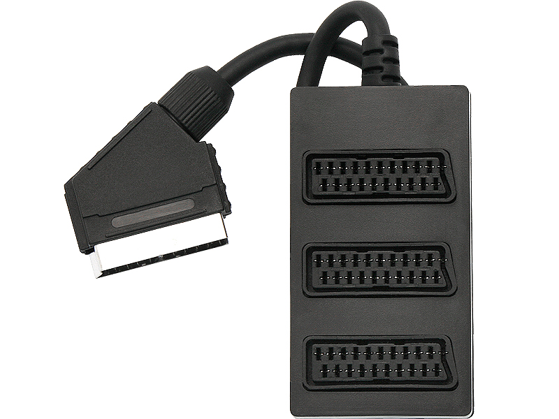 3323#               --Rozgałęźnik z wtykiem SCART z przewodem oraz trzema gniazdami SCART.- Wtyk: 1 x SCART z przewodem- Gniazdo: 3 x SCART- Opakowanie: 10 sztuk&amp;nbsp;