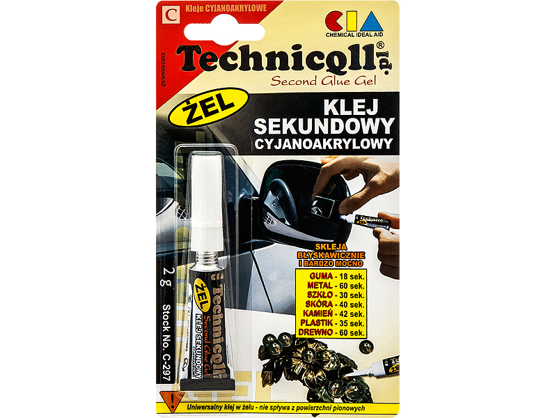 3386#--Klej sekundowy cyjanoakrylowy w żelu 2 gJednoskładnikowy, bezbarwny o konsystencji żelu klej na bazie cyjanoakrylanu etylu o najwyższych parametrach kleju technicznego, sieciującego pod wpływem wilgoci. Dzięki dużej lepkości i właściwością tiksotropo