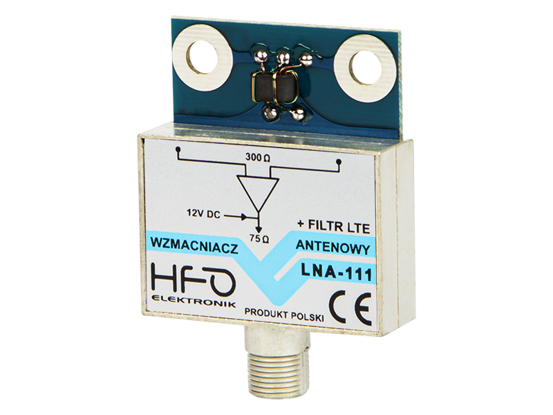 3463#               --Specyfikacja:- Poziom wzmocnienia: 14dB- Pasmo wzmocnienia: UHF i VHF ( kanały 6 &amp;ndash; 60)- Impedancja wejściowa: 300 Ohm- Impedancja wyjściowa: 75 Ohm- Napięcie zasilania: DC 12V- Pob&amp;oacute;r prądu: 30mA- Zakres temperatur: -33 &a