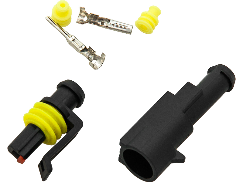 40-801#--Hermetyczna kostka połączeniowa OH-1Złącze stosowane w samochodach do połączeń czujnik&amp;oacute;w i innych urządzeń.Dane techniczne:Maksymalnym przekroju przewodu 1.5 mm2Temperatura pracy: &amp;ndash;40&amp;deg;C do +125&amp;deg;CPr