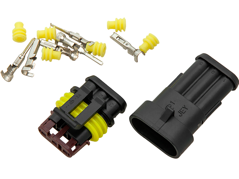 40-803#--Hermetyczna kostka połączeniowa OH-3Złącze stosowane w samochodach do połączeń czujnik&amp;oacute;w i innych urządzeń.Dane techniczne:Maksymalnym przekroju przewodu 1.5 mm2Temperatura pracy: &amp;ndash;40&amp;deg;C do +125&amp;deg;CPr