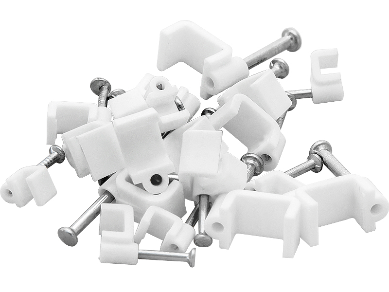 42-003#--Uchwyt do kabla o przekroju płaskimUchwyty kablowe z gwoździem umożliwiają szybkie i pewne mocowanie przewod&amp;oacute;w do podłoża drewnianego lub gazobetonowego.  Są stosowane przy instalacjach antenowych, alarmowych, sieciach teleinformatyczn