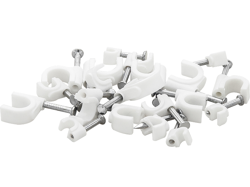 42-012#--Uchwyt do kabla o przekroju okrągłymUchwyty kablowe z gwoździem umożliwiają szybkie i pewne mocowanie przewod&amp;oacute;w do podłoża drewnianego lub gazobetonowego.  Są stosowane przy instalacjach antenowych, alarmowych, sieciach teleinformatycz