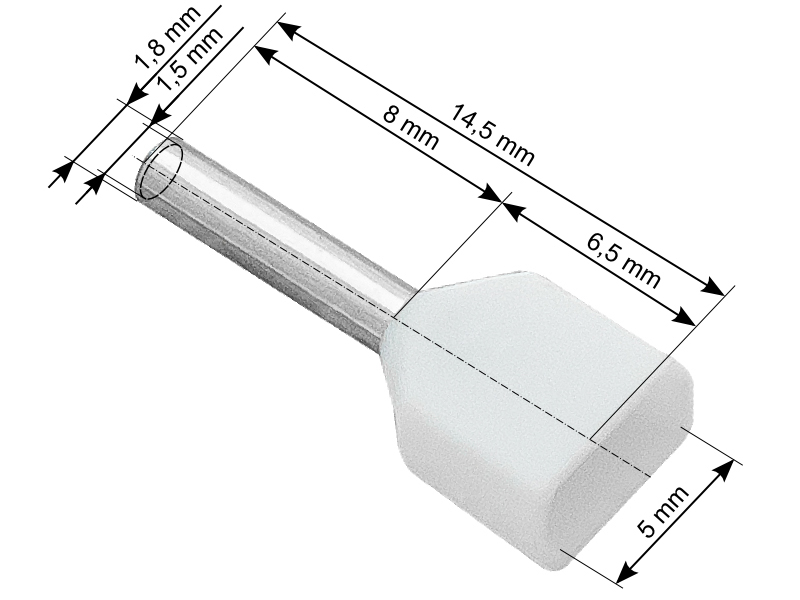 43-082#--Konektor izolowany tulejkaDANE TECHNICZNE:- Wymiary w galerii- Materiał:&amp;nbsp;stal cynowana- Izolacja:&amp;nbsp;PVC- Żyła [mm2]:&amp;nbsp;2 x 0,5- Kolor:&amp;nbsp;biały
