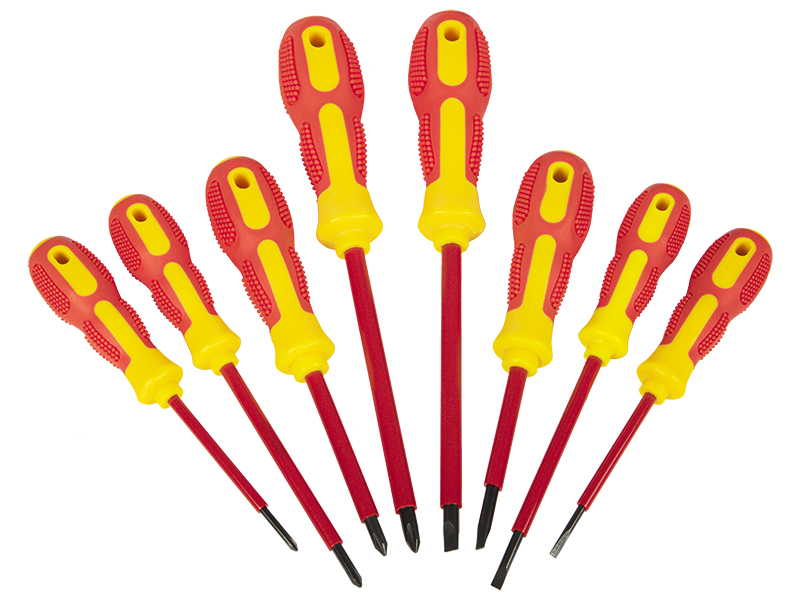 4574#--Zestaw podstawowych śrubokręt&amp;oacute;w niezbędnych w domowych pracach. Każdy z wkrętak&amp;oacute;w posiada wygodny, antypoślizgowy uchwyt. W zestawie znajdują się 4 śrubokręty płaskie oraz 4 krzyżakowe.- Uchwyt: antypoślizgowy- W zestawi