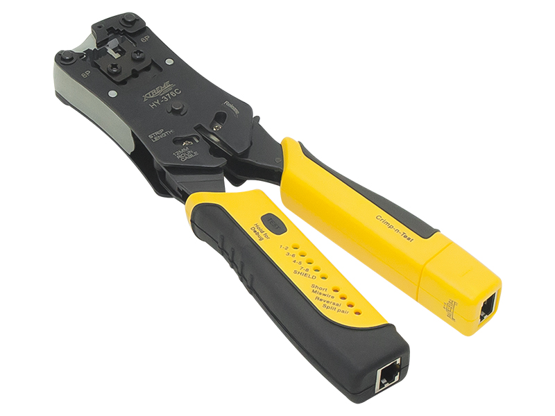 4658#--- Przeznaczenie: zaciskarka dla wtyk&amp;oacute;w RJ45 i RJ11- Wbudowany tester skrętki komputerowej- Możliwość odłączenia od zaciskarki jednej części testera- Zasilanie: 4 x AG13 / LR44&amp;nbsp;