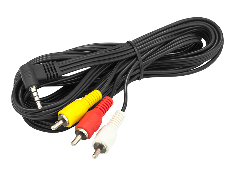 4871#--Przyłącze z wtykiem minijack 3,5 mm stereo oraz 4P -3RCA przeznaczone do przesyłania analogowego dźwięku m.in. pomiędzy urządzeniami przenośnymi a wzmacniaczem audio.- Złącza: 1 x minijack 3,5mm stereo, 4P-3xRCA- Długość przewodu: 2,5 m&amp;nbsp;