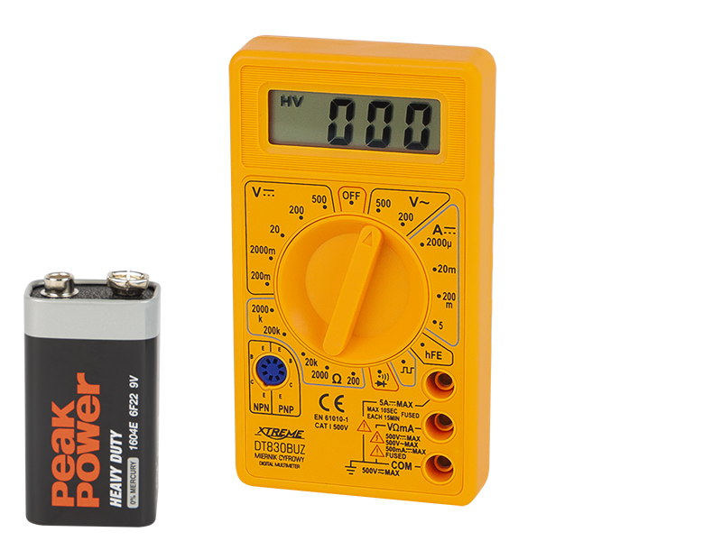 50-001#--Uniwersalny miernik cyfrowy marki XTREME z wyraźnym i czytelnym wyświetlaczem LCD. Wysokiej klasy urządzenie doceni każdy użytkownik, wykorzystujący je hobbystycznie lub zawodowo. Miernik, dzięki swoim kompaktowym rozmiarom nie zabiera wiele miejsca 