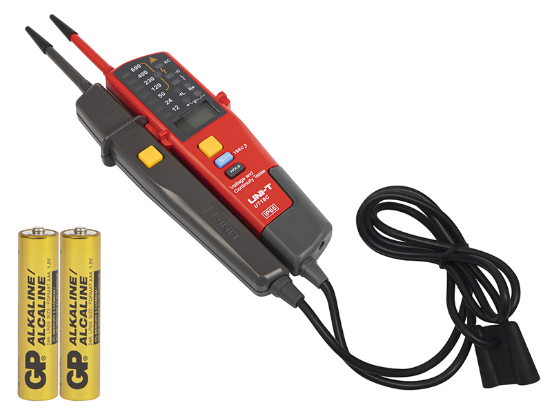 50-204#--Uniwersalny miernik z wyświetlaczem LCD, kt&amp;oacute;ry umożliwia pomiar napięcia stałego DC i zmiennego AC w zakresie od 12 do 690V z automatyczną zmianą zakres&amp;oacute;w. Dzięki urządzeniu istnieje możliwość wykonania m.in. testu przes