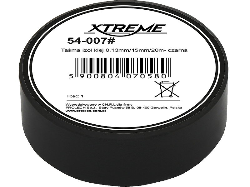 54-007#--Klejąca taśma izolacyjna XTREMETaśmy izolacyjne XTREME są wysokiej jakości taśmami PVC o mocnej powłoce klejącej zapewniającej pewne przywieranie do powierzchni. Charakteryzują się dużą elastycznością i jednocześnie dużą wytrzymałością na zrywanie. P