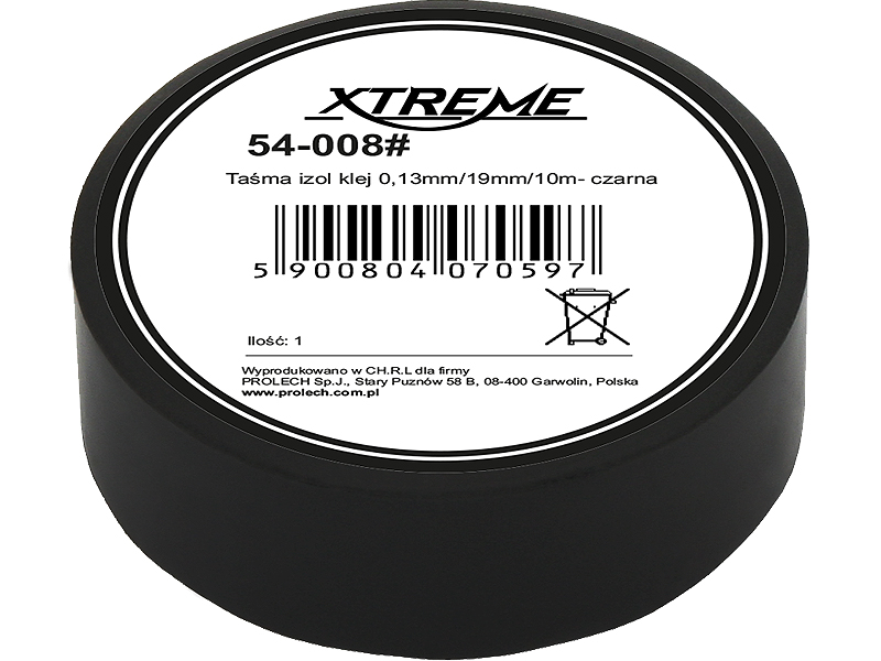 54-008#--Klejąca taśma izolacyjna XTREMETaśmy izolacyjne XTREME są wysokiej jakości taśmami PVC o mocnej powłoce klejącej zapewniającej pewne przywieranie do powierzchni. Charakteryzują się dużą elastycznością i jednocześnie dużą wytrzymałością na zrywanie. P