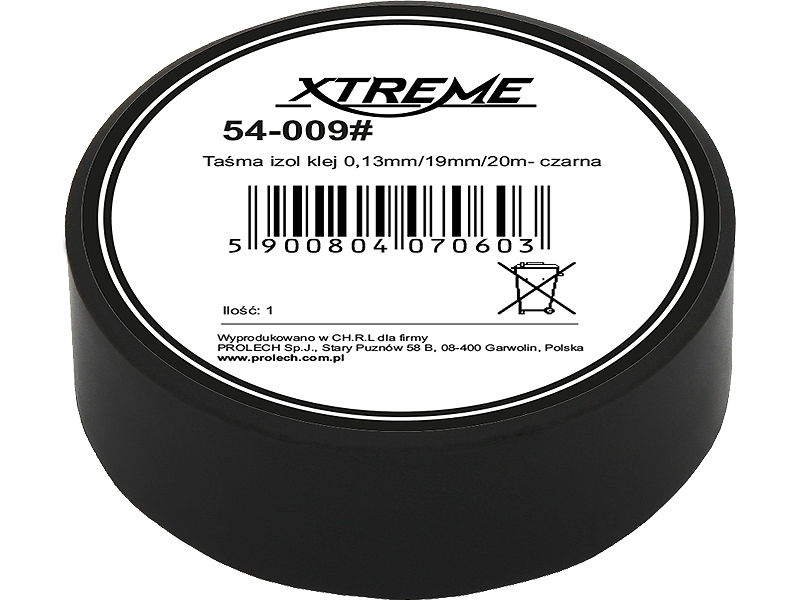 54-009#--Klejąca taśma izolacyjna XTREMETaśmy izolacyjne XTREME są wysokiej jakości taśmami PVC o mocnej powłoce klejącej zapewniającej pewne przywieranie do powierzchni. Charakteryzują się dużą elastycznością i jednocześnie dużą wytrzymałością na zrywanie. P