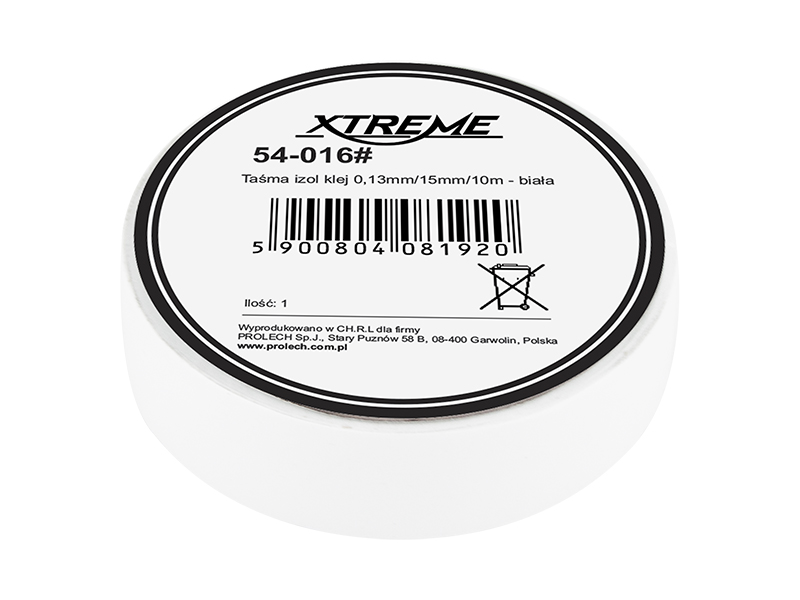 54-016#--Klejąca taśma izolacyjna XTREMETaśmy izolacyjne XTREME są wysokiej jakości taśmami PVC o mocnej powłoce klejącej zapewniającej pewne przywieranie do powierzchni. Charakteryzują się dużą elastycznością i jednocześnie dużą wytrzymałością na zrywanie. P