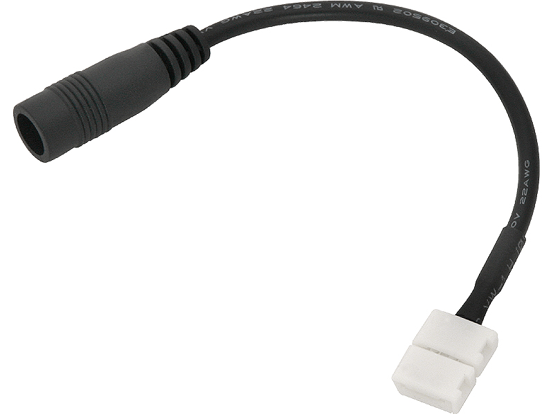 5718#--Kable zasilający zakończony gniazdem w rozmiarze 2.1/5.5mm przeznaczony do taśm LED o szerokości 8mm. Za pomocą przewody można podłączyć taśmę LED bez konieczności lutowania przewod&amp;oacute;w.&amp;nbsp;Specyfikacja:&amp;nbsp;- Długość: