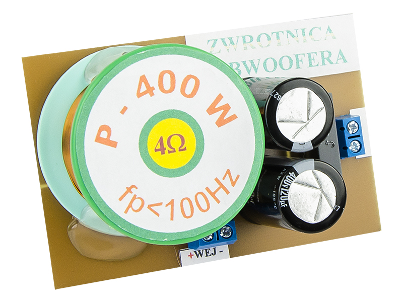 5935#               --Zwrotnica głośnikowa 4 Ohm- Moc max.:&amp;nbsp;400 W- Punkt podziału częstotliwości:&amp;nbsp;Fp 100 Hz- Nachylenie zbocza:&amp;nbsp;12 dB