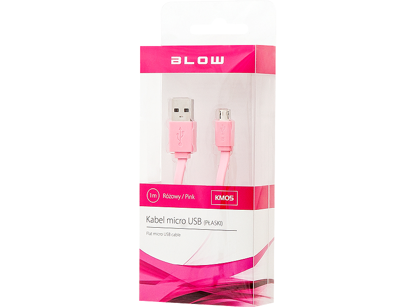 66-065#--Przyłącze&amp;nbsp;USB (A) -&amp;nbsp;micro USB (B)&amp;nbsp;r&amp;oacute;żowe płaskie-&amp;nbsp;złącza USB&amp;nbsp;(A) na micro USB (B)- przew&amp;oacute;d&amp;nbsp;r&amp;oacute;żowy płaski o długości 1m-&amp